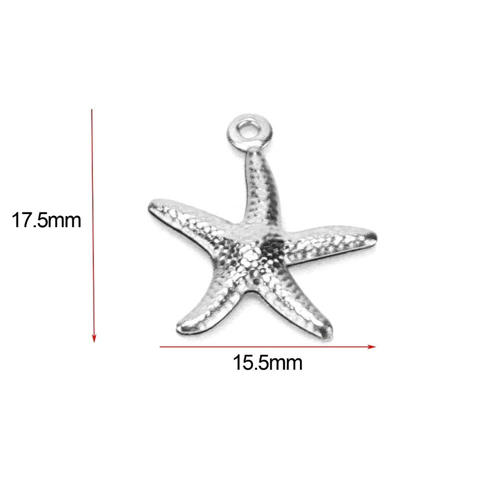 50pcs Stainless Steel Beach Jewelry Small Ocean Starfish Pendant Starfish Pendant Earring Making