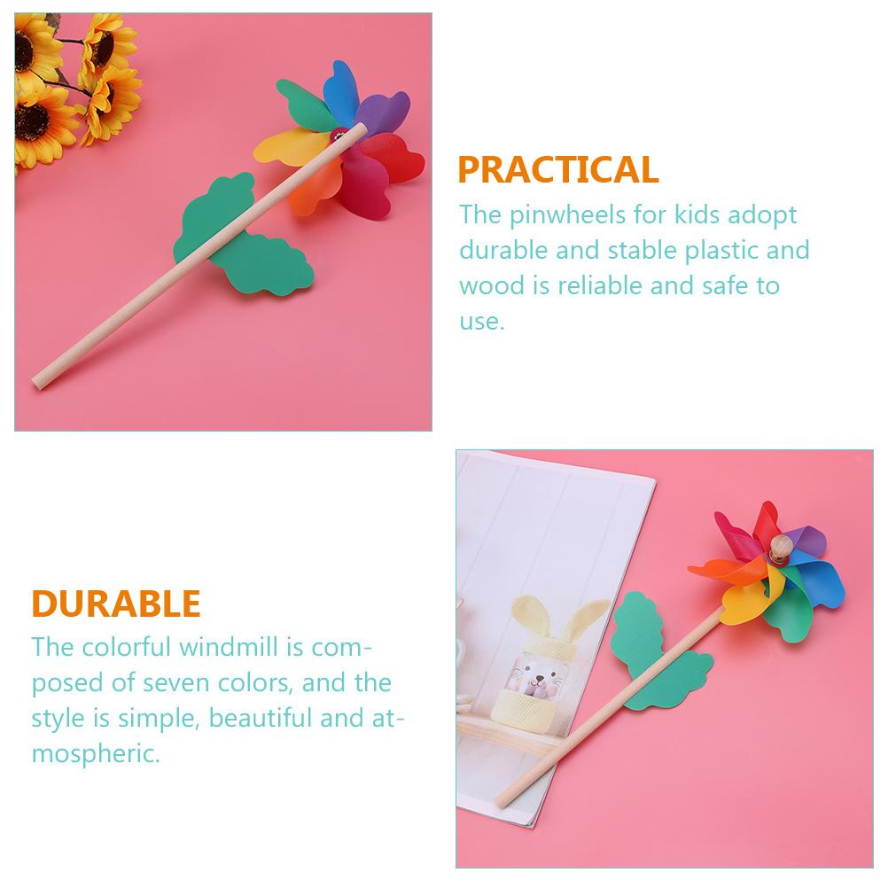12 Pcs Colorful Windmill Toy Kids Pinwheels Handheld Garden Decorative Stakes Wind Spinners Outdoor Garden Supplies