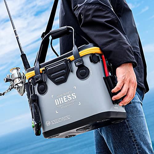 [DRESS] Micro Fishing Bucket, Gray/White (with Mesh Pocket), Approx. 12L Capacity, EVA, Multi-functional, Waterproof Fishing Tackle Bag, Storage Conta