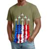 Herren T-Shirt mit kurzen Ärmeln und Rundhalsausschnitt mit Flaggen- und Düsenflugzeug-Grafikdruck, lässige Passform, Oberteil für den Alltag