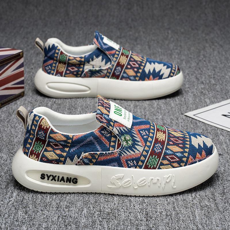 

Canvas shoes men s shoes niche tide brand sports breathable board shoes soft sole one pedal casual loafers 2025 summer 44 синій