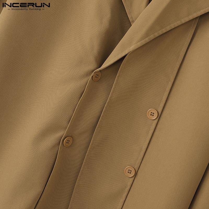 INCERUN Oversized Mens Lapel Neck Long Sleeve Button Down Casual Shirts