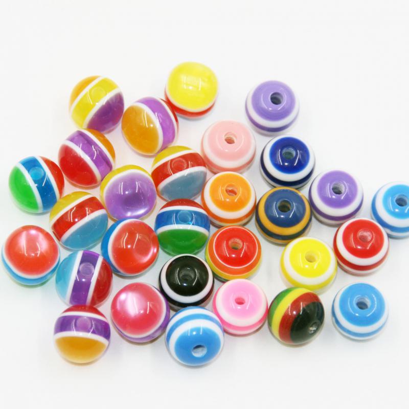 10mm Round Transparency Resin Beads Stripe Spacer Beads For Children Handcraft Department Diy Button Accessories 100pc/lot