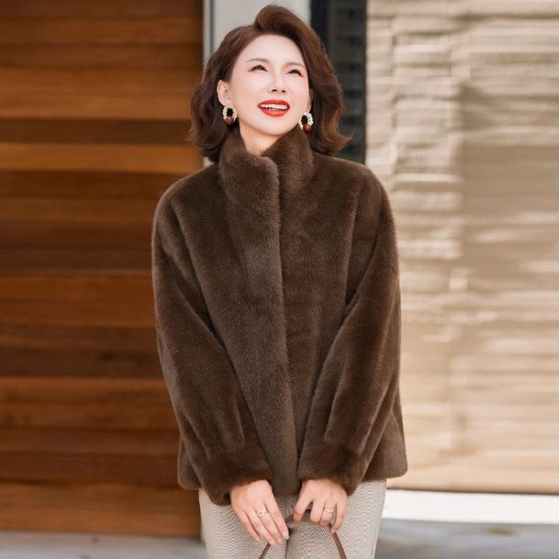 Women's clothing light women's wear short stand-up collar mink fleece fur integrated leather fleece jacket women