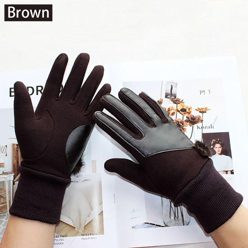 Winter Warm Cotton Knitted Driving Gloves Women's Fashion Touch Screen New Threaded Sleeves Windproof and Cold-Proof Finger