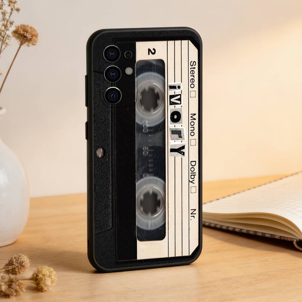 Cassette Tape Retro Style Phone Case Black Silicone Soft For Samsung S25,S24,S21,S22,S23,S30,Ultra,S20,Plus,Fe,Lite