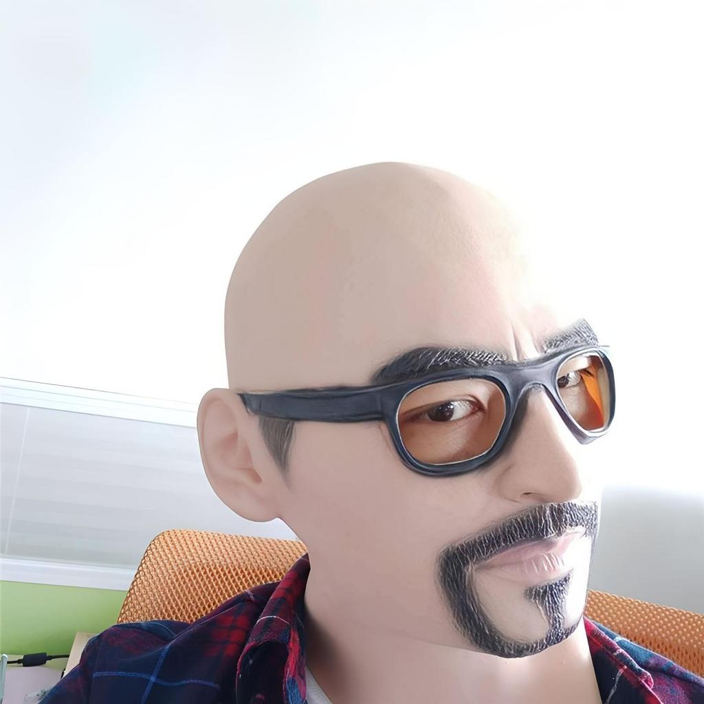 Handsome guy latex wig, party mask