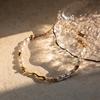 Glass Pearl Shaped Water Drop Cast Water Drop Bracelet Stainless Steel 18K Gold Plated Waterproof Summer Jewelry