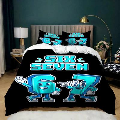 Duvet Cover Pillowcase Funny 67 Cartoon Bedding Set 2/3PCS Kids 3D Digital Print  for Boys Teens Bedroom Single/Double Gift