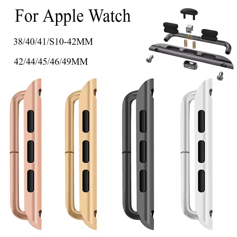 2 Stück Connector Adapter für Apple Watch 44mm 40mm 42 45mm 41mm 38 Anschlüsse Zubehör für Iwatch 6 5 7 8 9 Se Edelstahl