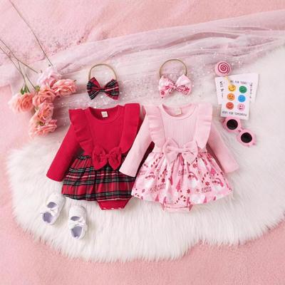 Baby Girl's Bowknot Dress Bodysuit with Hairband (Spring/Autumn)