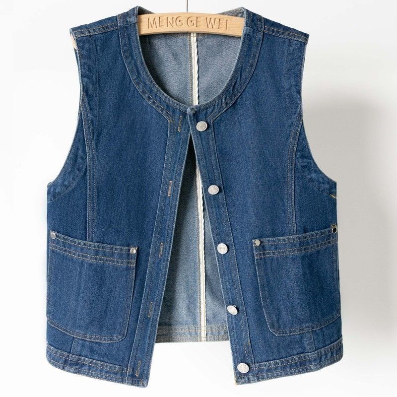 Jeansweste Damen Frühling Herbst Slim Jeans Weste Jacken Damen Casual Ärmellose Westen Cowboy Mantel Tops
