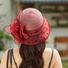 Elegant Polka Dot Sun Hat Women'S Summer Outdoor Big Flower Organza Bucket Hat Mother Breathable Cool Hat