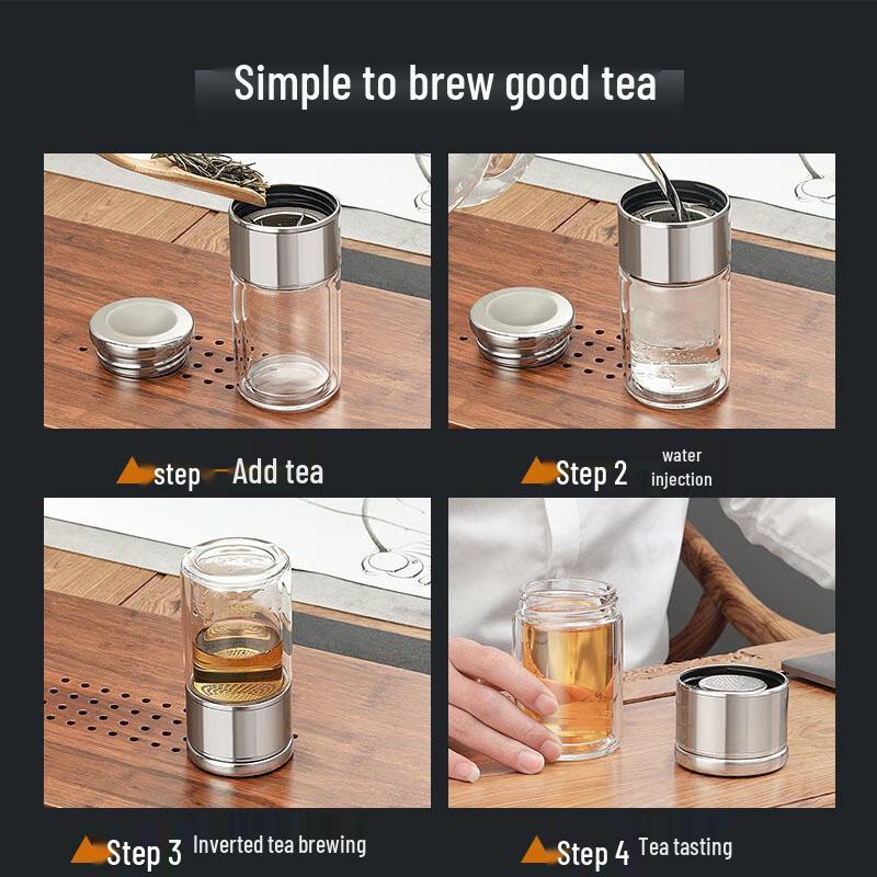 TLAKEHO Portable Double-Layer Glass Tea Infuser