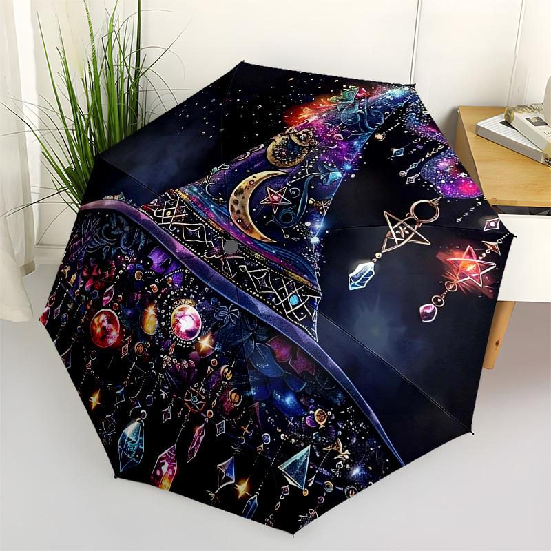

1pc Witch s Hat with Celestial Decorations Umbrella with Plastic Handle,Suitable for All Seasons Home Travel Outdoor UmbrellaB1872