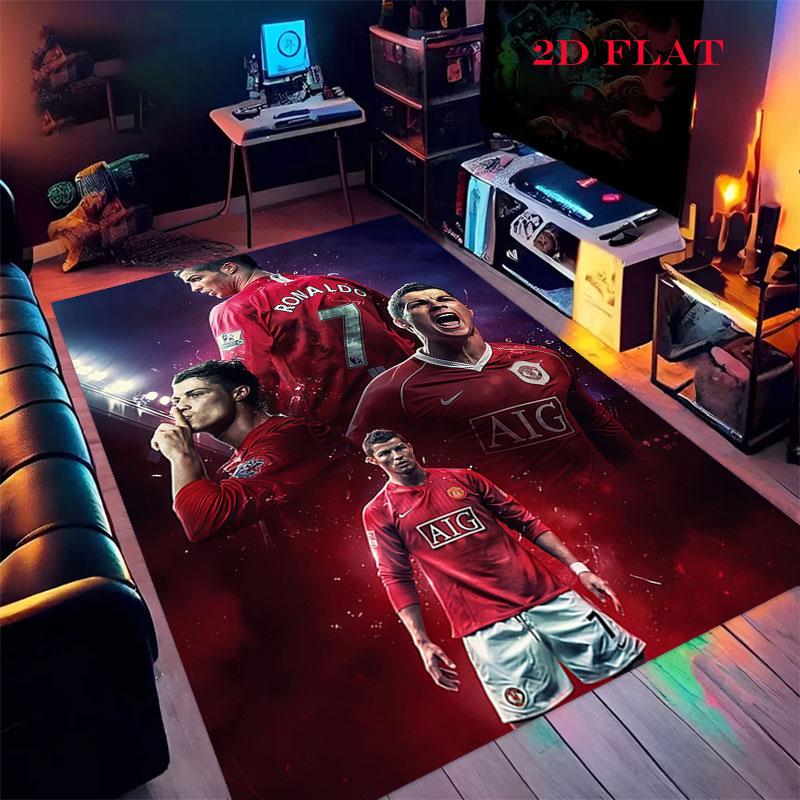 Roter MUFC Glory Teppich für Wohnzimmer, Schlafzimmer, Zuhause, Sofadekoration, Rutschfeste Bodenmatte für Kinder zum Spielen