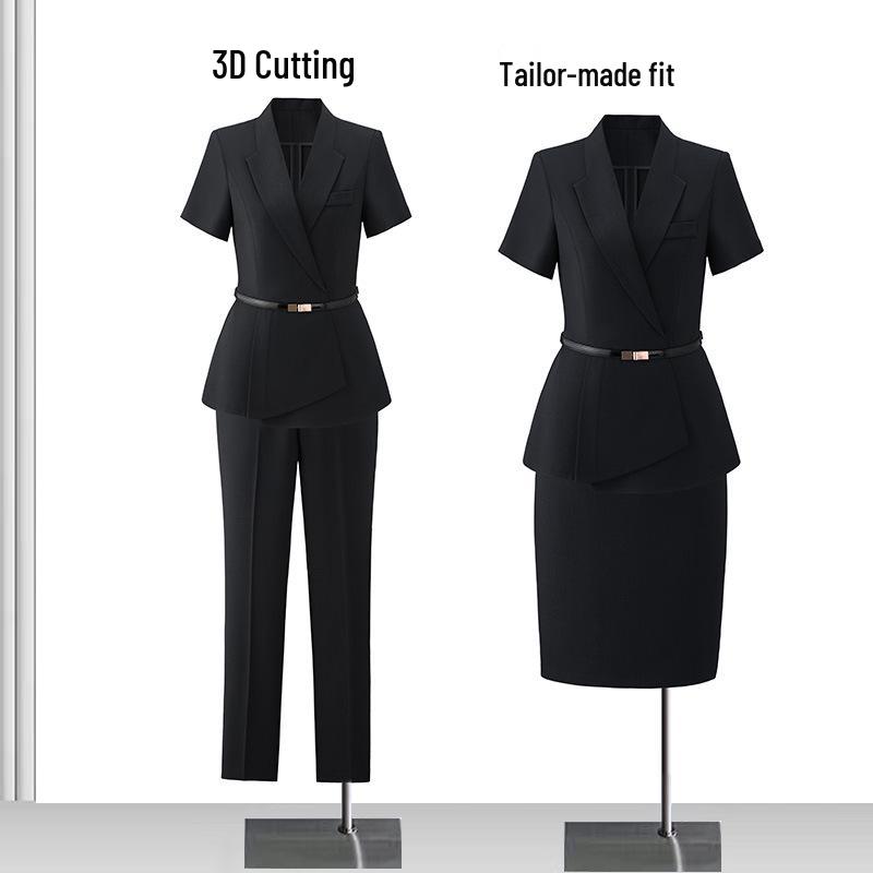 Women's High-End British Style Summer Suit Set - Professional Workwear for Sales Managers