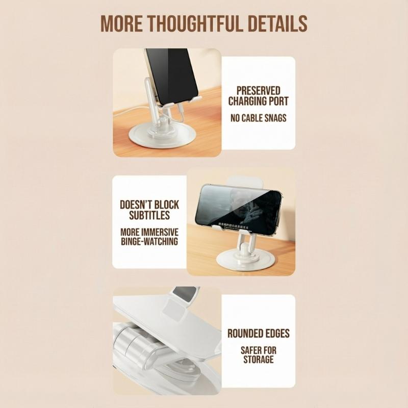 Adjustable Three Rotatable Desk Stand Foldable Portable Not Slip Lightweight Strong Bracket for Phones Tablets