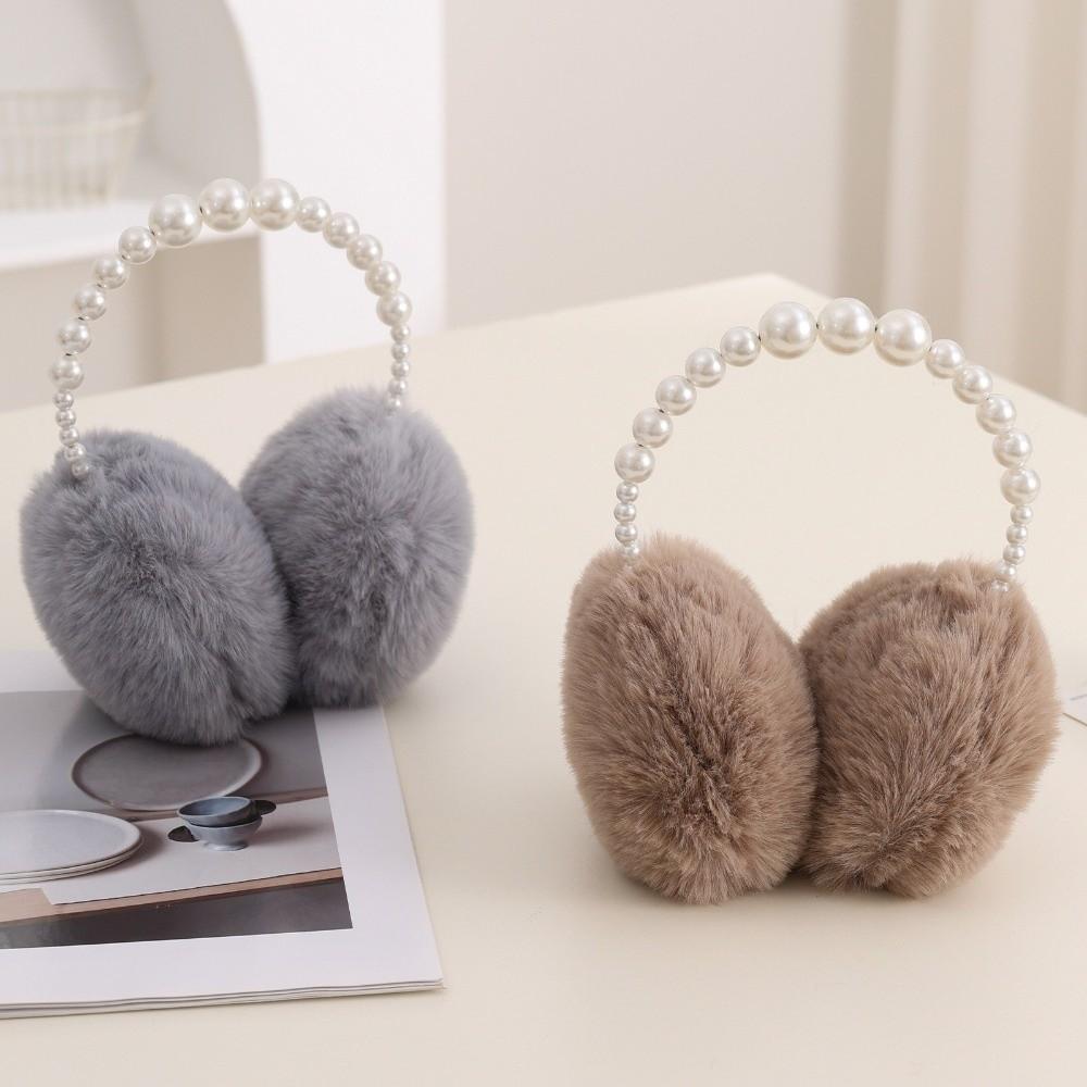 Soft Plush Ear Covers Anti-rabbit Fur Pearl Ear Protect Fashion Ear Muffs  Women