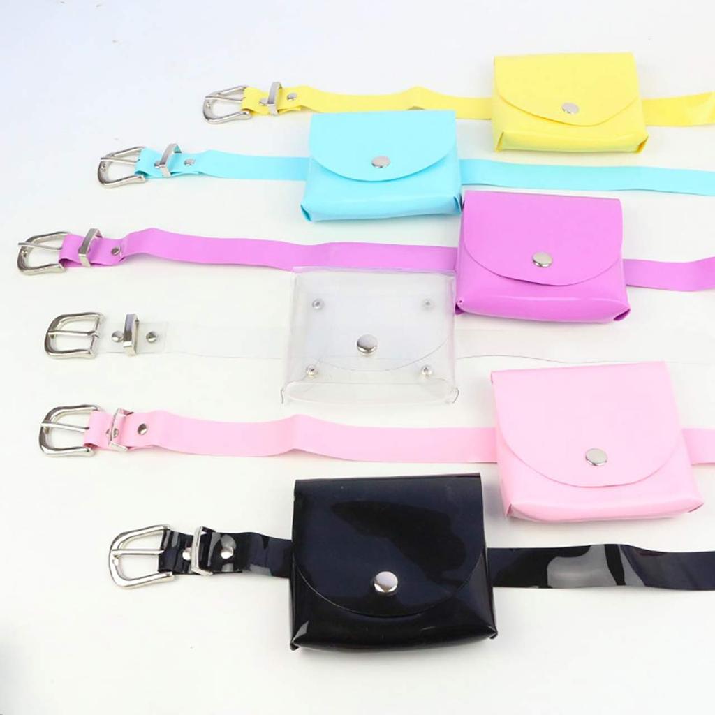 WHITE FANG Waist Bag Pouch with Leather and Enamel Cute BT253 Women's Belt, Detachable, Design, (02 Clear)
