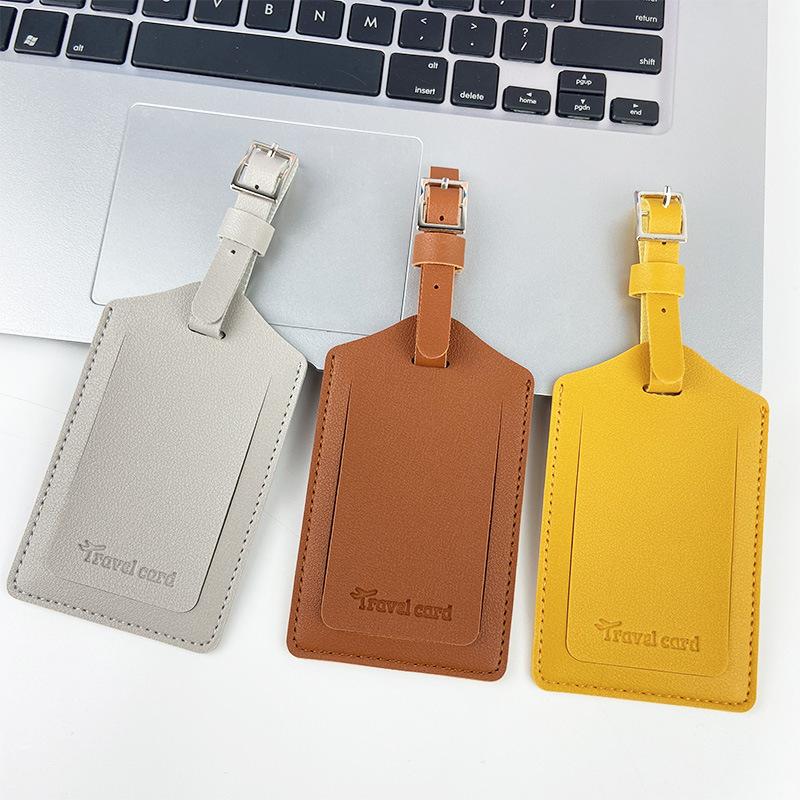 Square Buckle Leather Luggage Tag Anti-Loss Card Pu Leather Luggage Pass Boarding Pass