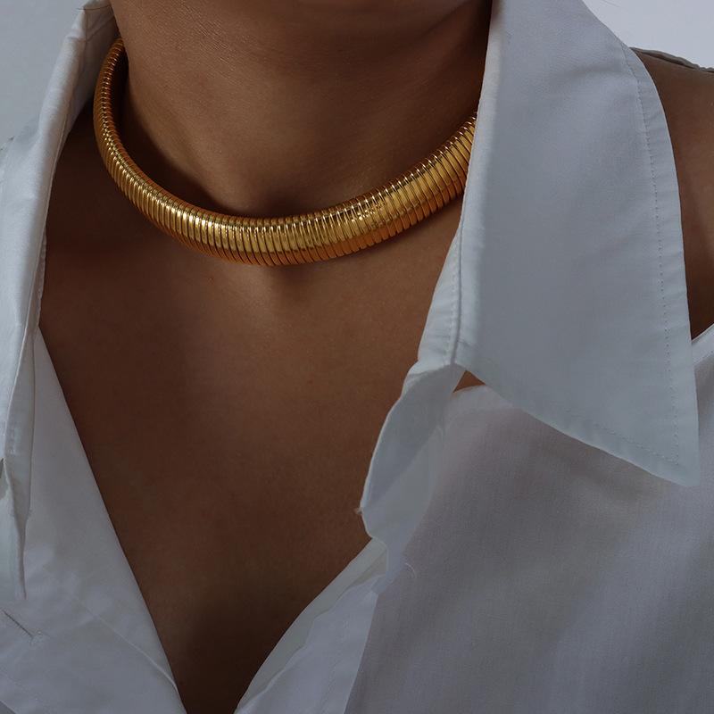 Hip-hop Rock Style Necklace Bracelet For Women Men Stainless Steel Waterproof Hyperbole Thick Neck Chain Choker Jewelry Sets