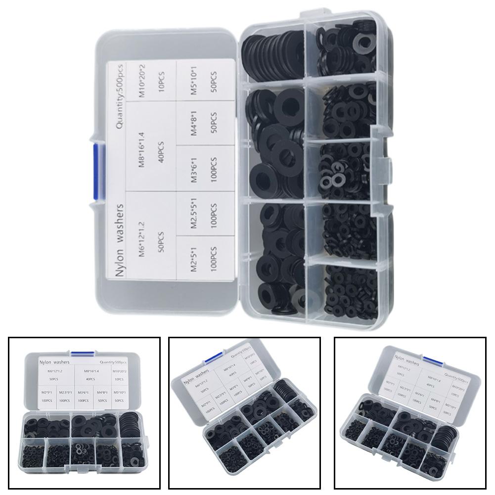 All in Set of 500 Nylon Flat Washers Designed to Secure For Screws & Bolts Effectively Across Multiple Applications