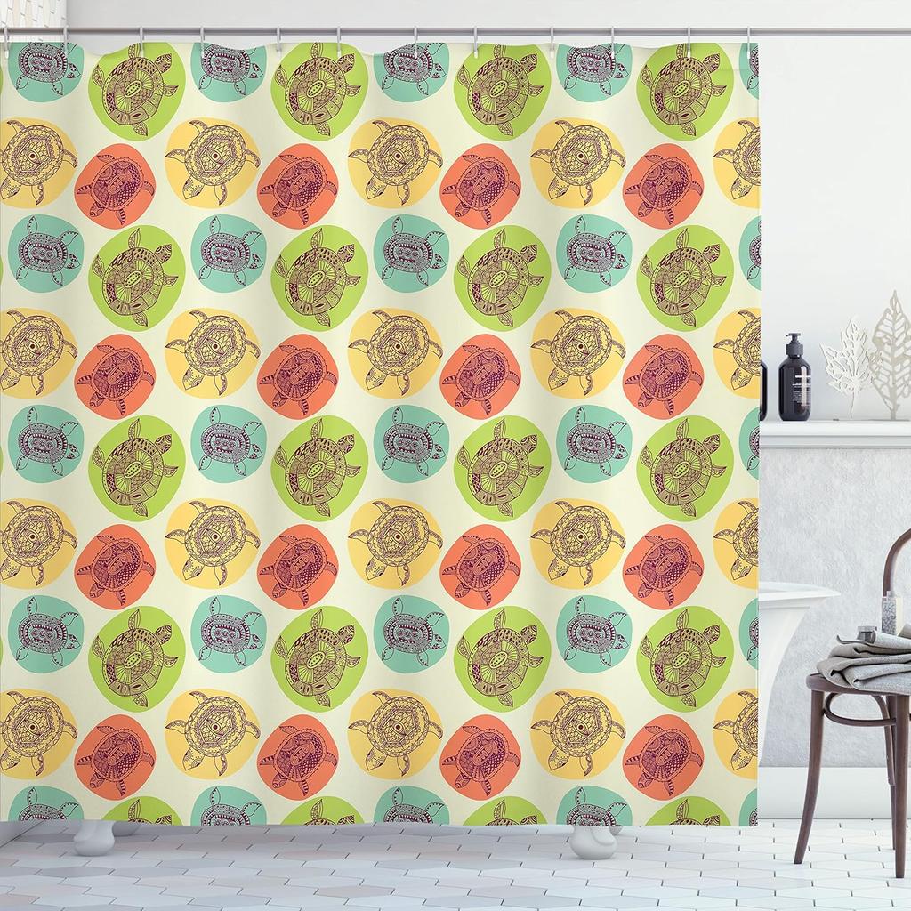 Halloween Shower Curtain, Spiders Hanging From Their Traps Horror Inspired Design Grayscale Cartoon, Cloth Fabric Bathroom Decor