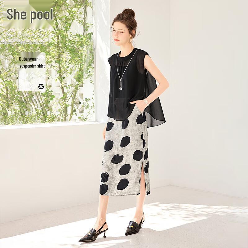 Women s Fashion Polka Dot Two-Piece Dress Set S