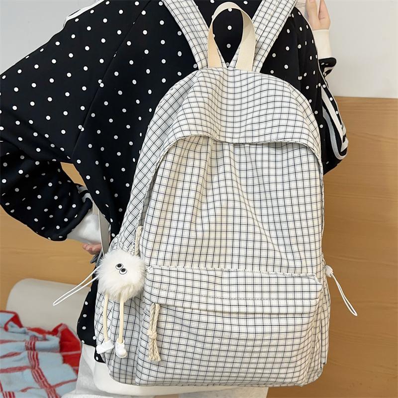 Plecak Szkolny na Kampus Kratkowany Plecak Duża Pojemność Podróżny Lekki Plecak