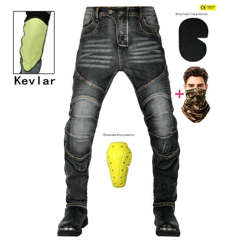 Mens Kevlar Reinforced Motorcycle Riding Jeans Biker Safety Protection XXS чёрный