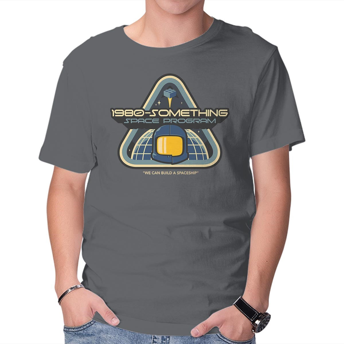Unisex Crew Neck T-Shirt SPACESHIP! Graphic Short Sleeve Casual Tee S