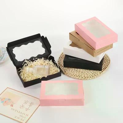 20Pcs Cake Carriers Square Box With Lid White Black Bread Box With Window For Pies Donuts Muffins Chocolates Weddings Parties