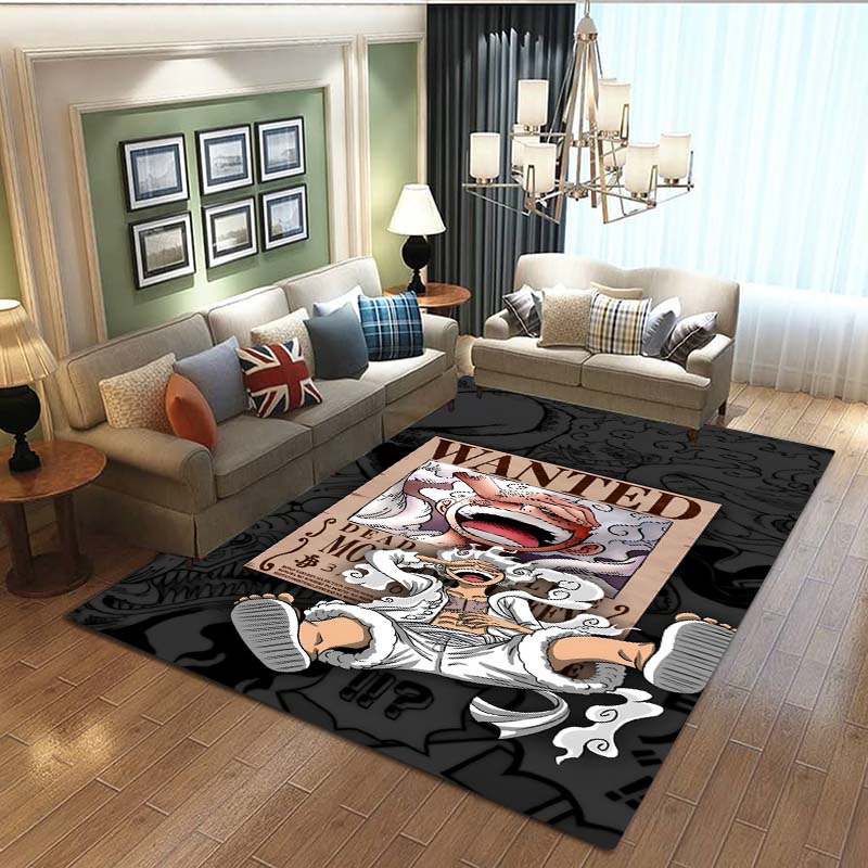 3D printed ONE PIECE cartoon cute rug, suitable for living room, bedroom, table, kitchen doorway, children's non-slip floor mat,