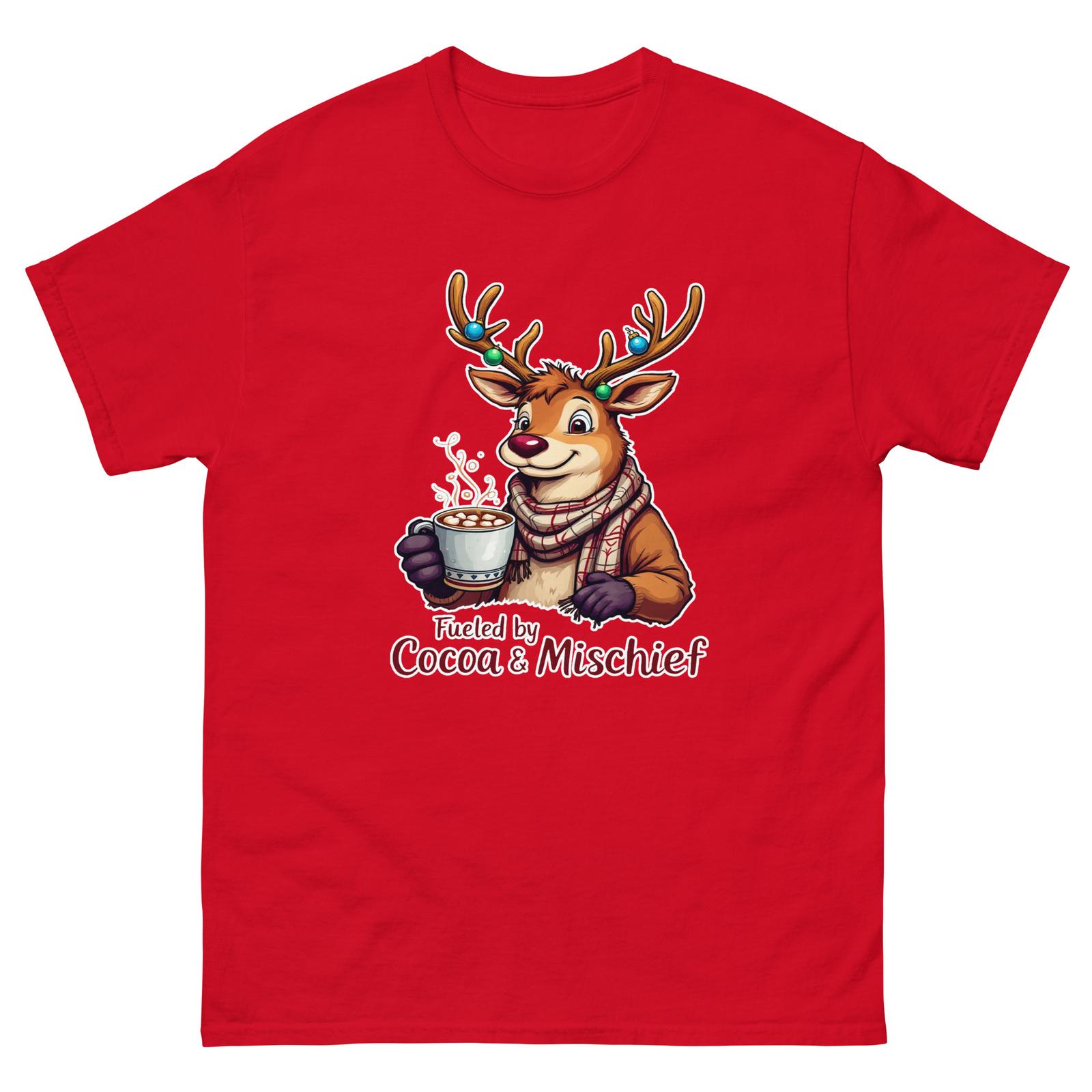 Fueled by Cocoa And Mischief Christmas Xmas Funny T-Shirt M