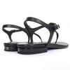CHANEL Sandals COCO Mark ankle strap thong sandal flats black leather 24C G45428 Used