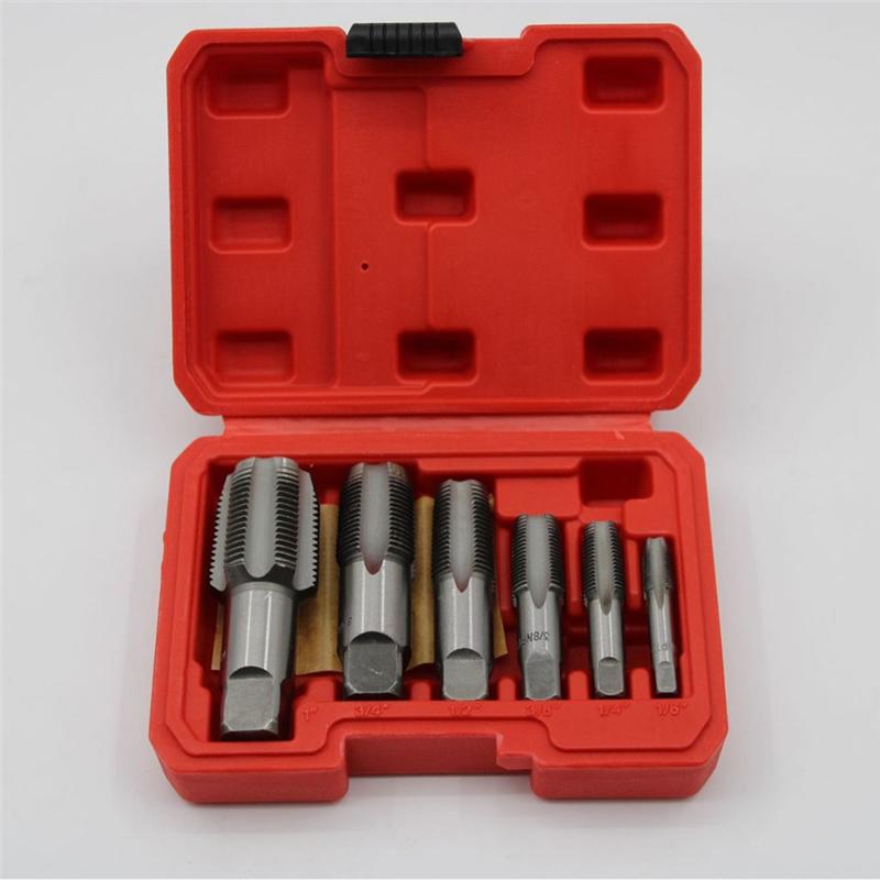 A27F-Threading Tool Kit 6 Pcs NPT Pipe Tap Set With Storage Case Thread Tapping Plumbing Equipment