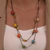 Fargerikt keramisk halskjede Boho-stil Håndlaget justerbart halskjede Enkelt vevd tau Keramisk halskjede Smykketilbehør Gaver