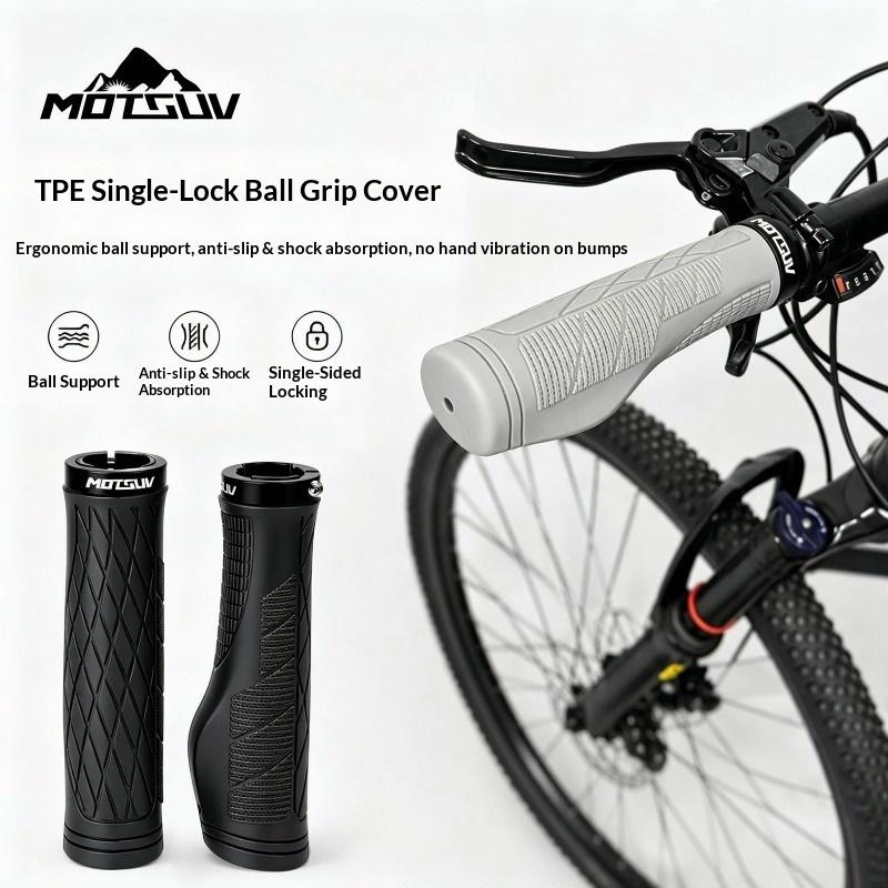 Mountain Bike Grips TPE Meat Ball Grip Aluminum Alloy Lockable Non-slip Shock-absorbing Folding Bike Riding Grip