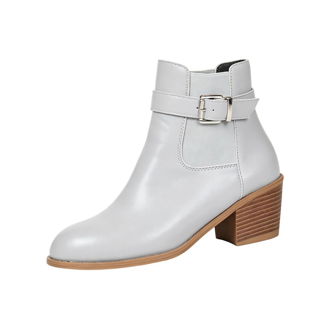Women's Vintage Round Toe Block Heel Boots, Fashionable Fall Winter Short Boots