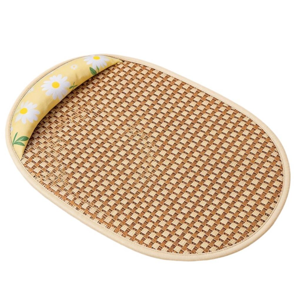 Sunflower Print Pet Cooling Mat Breathable Pet Mattress Pet Rattan Weaving Sleeping Mat  Summer Use 19.69x15.75 in жёлтый
