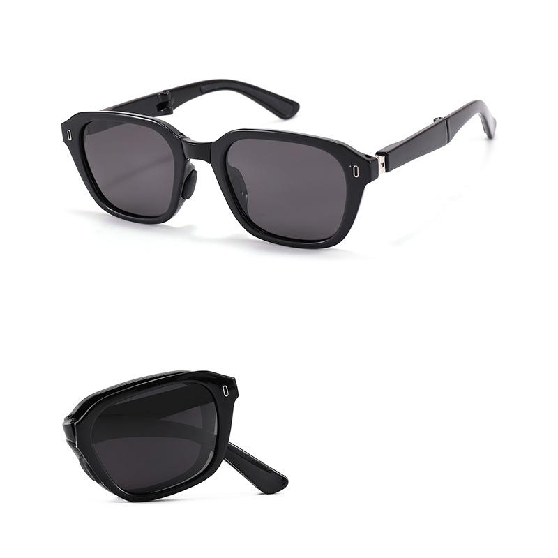 Unisex Retro Style UV 400 Polarized Sun Glasses Foldable Adult Sunglasses Oval Black Women Frame-TR90 Personalized Fashion TR90&C1