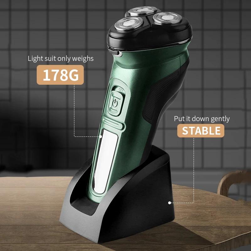 Washable 3D Electric Shaver for Men Wet Dry Beard Electric Razor Rechargeable Facial Shaving Machine LED Display