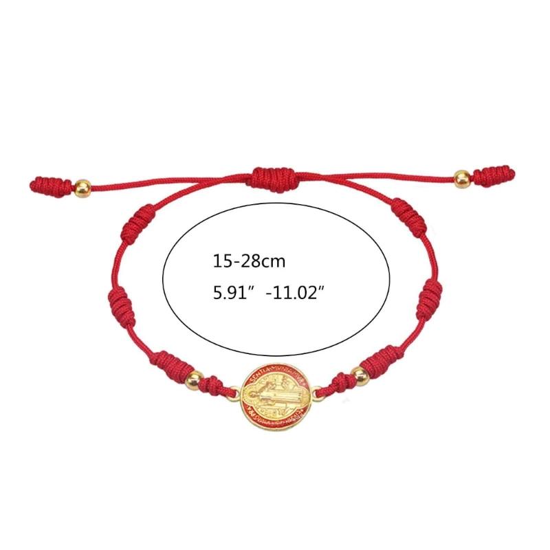 Lady Mary/saint Benedict Bracelet Handmade Red Knots Beads Bracelet Lucky Prayer Religious Bracelets for Men Women