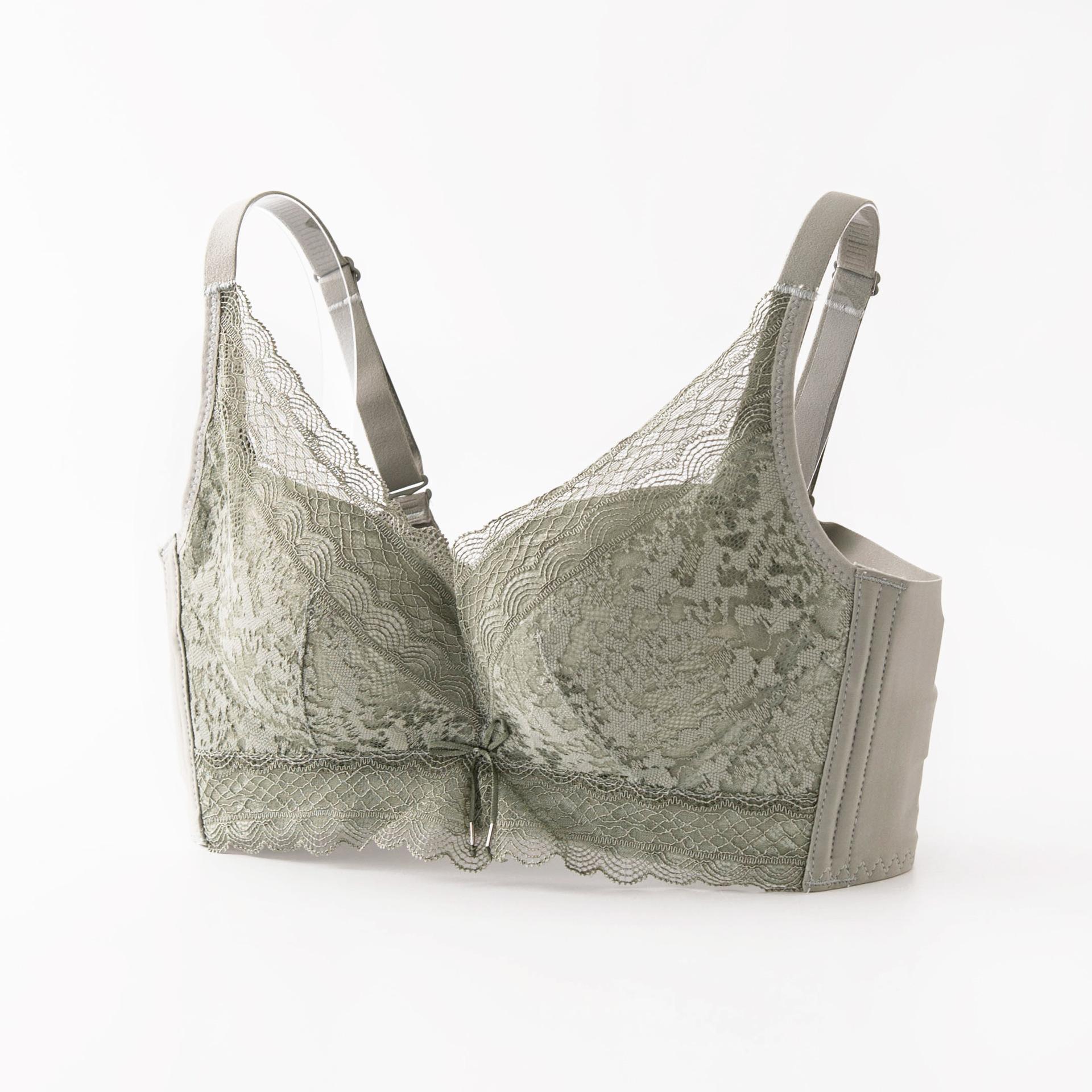 Silk no steel ring adjustment type gathering bra comfortable collection breast thin mulberry silk lace new M