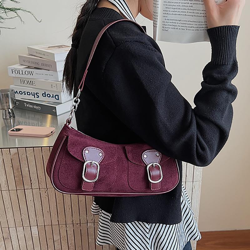 High-End Unique Fashion Women's Bag 2025 New Design Retro Underarm Crossbody Bag Soft Suede Leather Daily Match Shoulder Bags