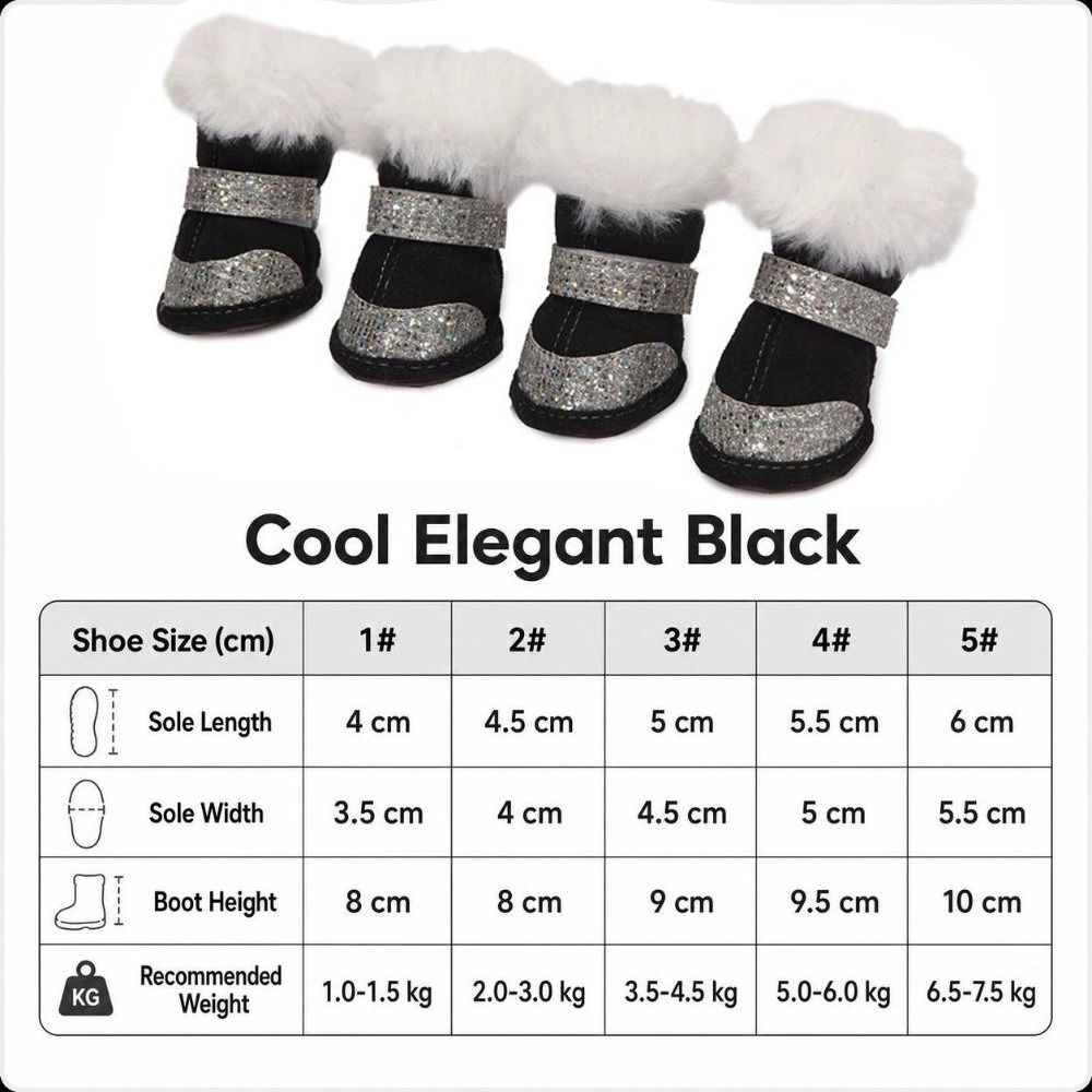 4Pcs Anti-slip Winter Dog Shoes Warm Cats Puppy Socks Fashion Dog Footwear Puppy