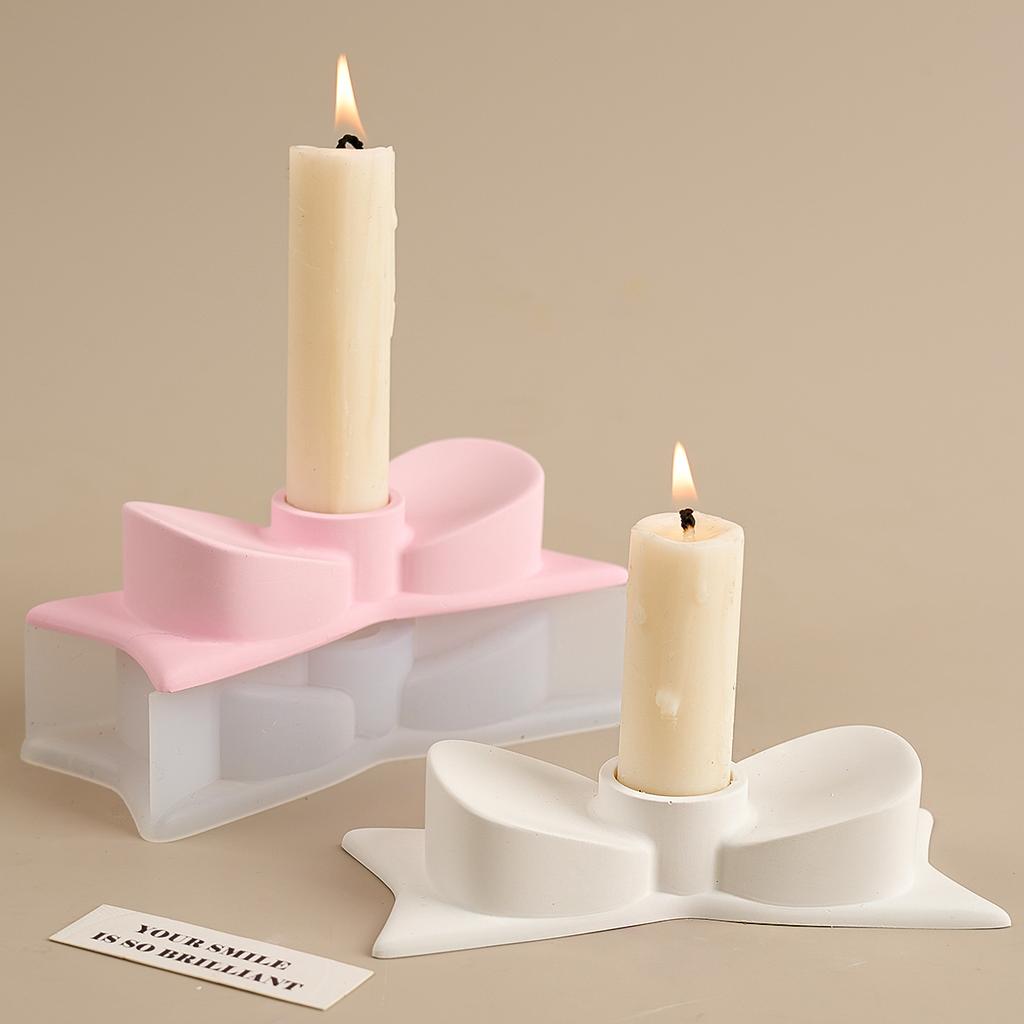 Mašle Svícen Silikonová Forma Beton 3D Mašle Svícník Sádrová Forma Výroba Forma DIY Svatba Řemeslo Svícník Domácí Dekorace