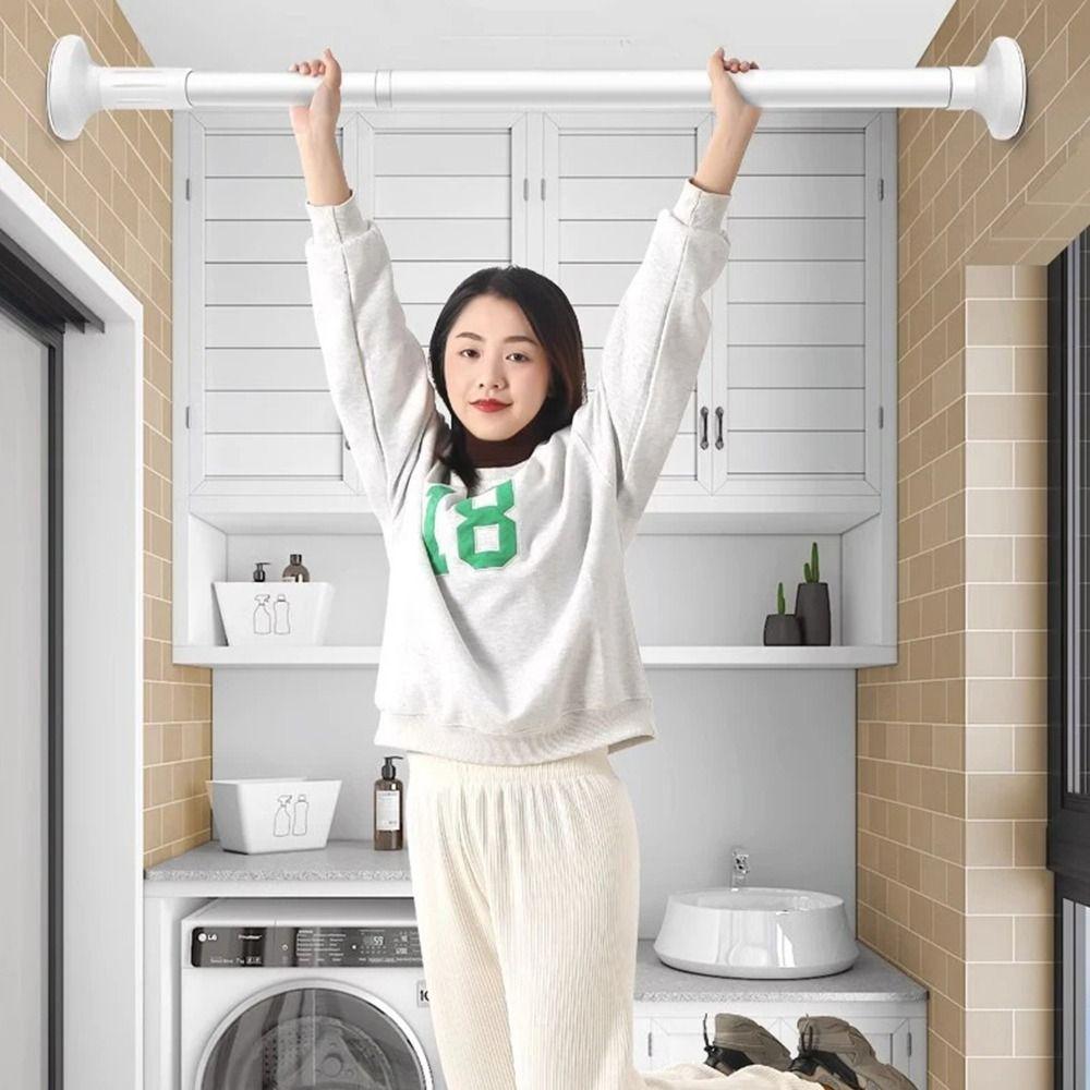 1Pcs No Punch Nail-free Telescoplc Clothing Rod  for Bedroom Curtain Wardrobe Closet