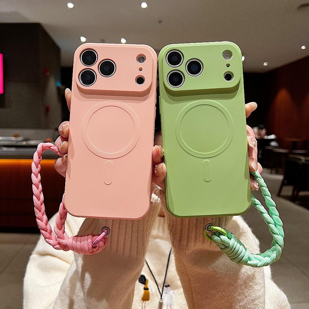 Matte for  Solid Color Lanyard Case for For Iphone 1 16 17 Pro Max 11 12 13 14 Wrist Strap Soft Liquid Silicone Cover